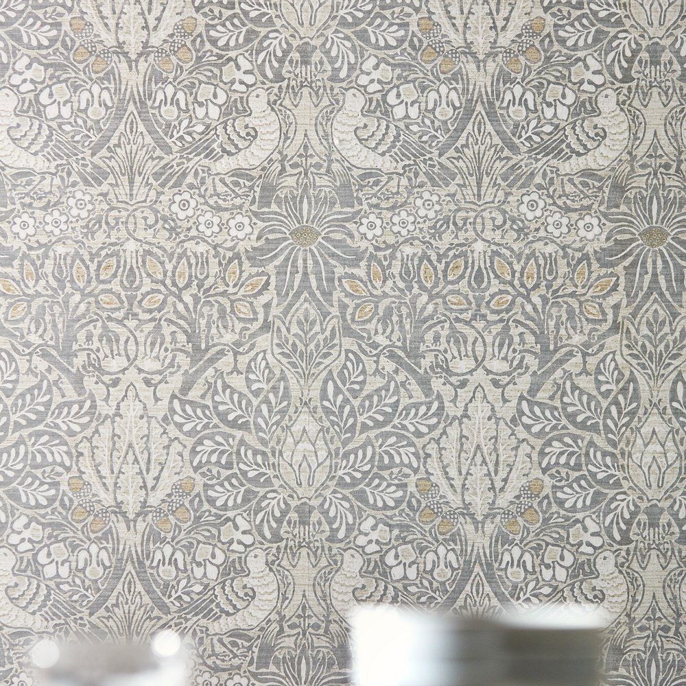 Pure Dove and Rose Wallpaper 216520 by Morris & Co in Cloud Grey